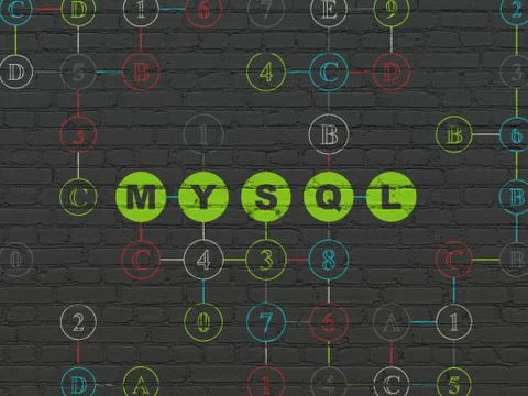 Software concept: MySQL on wall background Stock Illustration