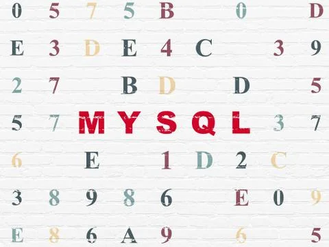Software concept: MySQL on wall background Stockillustratie