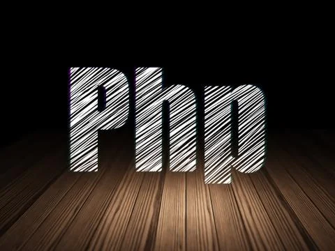 Software concept: Php in grunge dark room 스톡 일러스트
