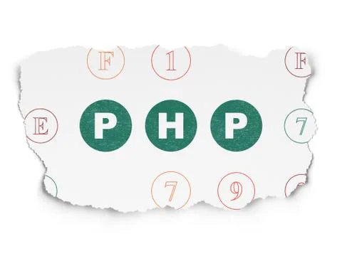 Software concept: Php on Torn Paper background イラスト素材