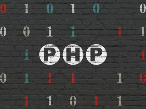 Software concept: Php on wall background 库存插图