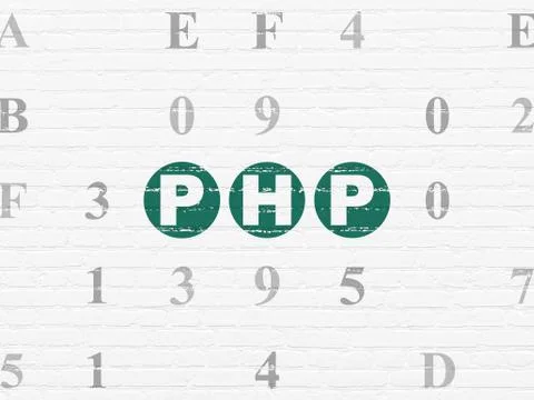 Software concept: Php on wall background 스톡 일러스트