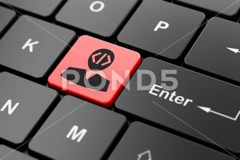 Software concept: Programmer on computer keyboard background 库存插图