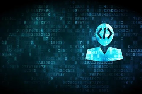 Software concept: Programmer on digital background イラスト素材