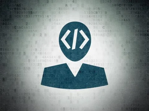 Software concept: Programmer on Digital Data Paper background 스톡 일러스트
