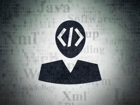 Software concept: Programmer on Digital Data Paper background 스톡 일러스트