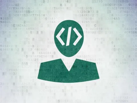 Software concept: Programmer on Digital Data Paper background Illustrazione stock