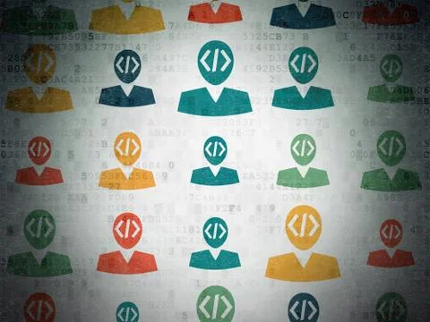 Software concept: Programmer icons on Digital Paper background 스톡 일러스트