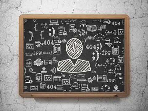 Software concept: Programmer on School board background Stock Illustration