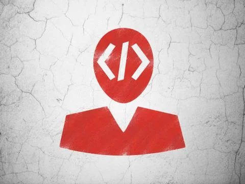 Software concept: Programmer on wall background Stock-Illustration