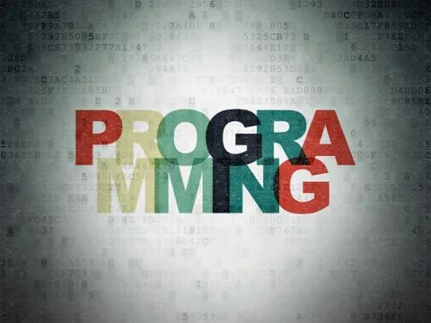 Software concept: Programming on Digital Data Paper background 库存插图