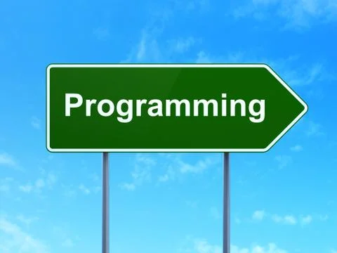 Software concept: Programming on road sign background Stock Illustration