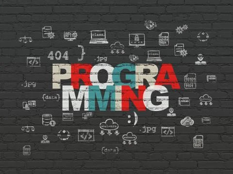 Software concept: Programming on wall background Illustrazione stock