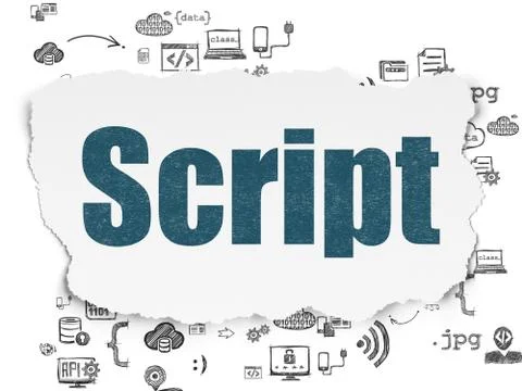 Software concept: Script on Torn Paper background 스톡 일러스트