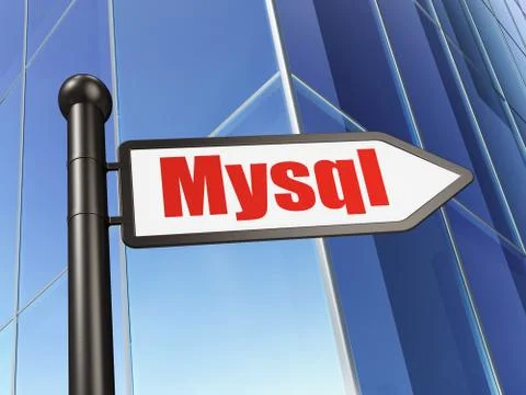 Software concept: sign MySQL on Building background 스톡 일러스트
