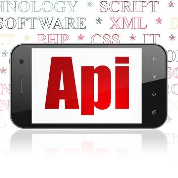 Software concept: Smartphone with Api on display Stockillustratie