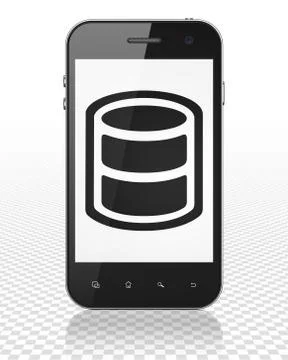 Software concept: Smartphone with Database on display Stockillustratie
