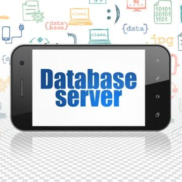 Software concept: Smartphone with Database Server on display Stock Illustration