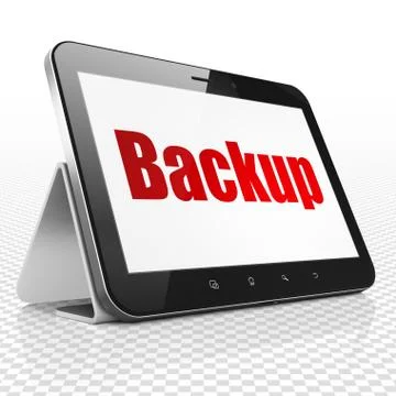 Software concept: Tablet Computer with Backup on display Stock Illustration