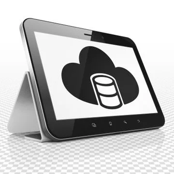 Software concept: Tablet Computer with Database With Cloud on display Stock Illustration