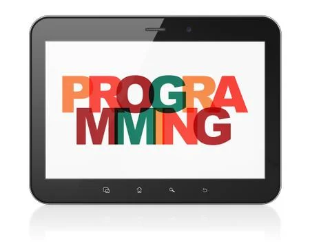 Software concept: Tablet Computer with Programming on  display 스톡 일러스트