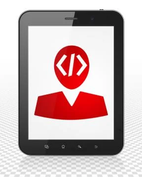 Software concept: Tablet Pc Computer with Programmer on display Stock-Illustration