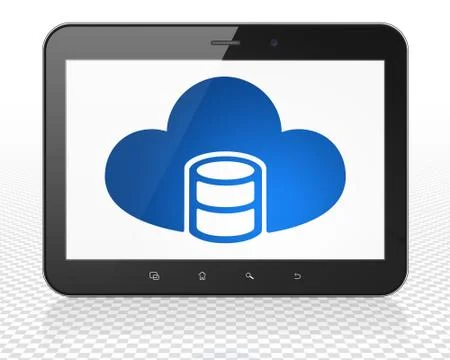 Software concept: Tablet Pc Computer with Database With Cloud on display Stock-Illustration