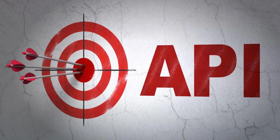 Software concept: target and Api on wall background 스톡 일러스트