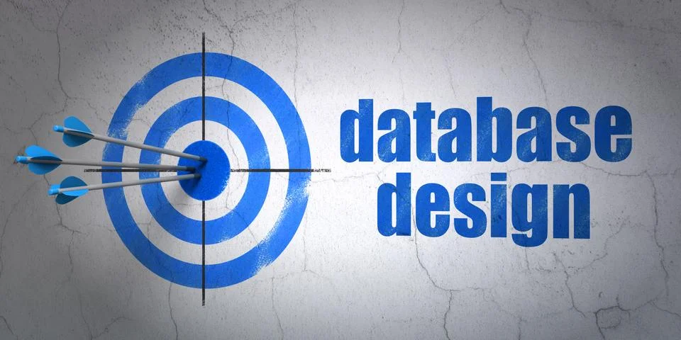 Software concept: target and Database Design on wall background Stock-Illustration