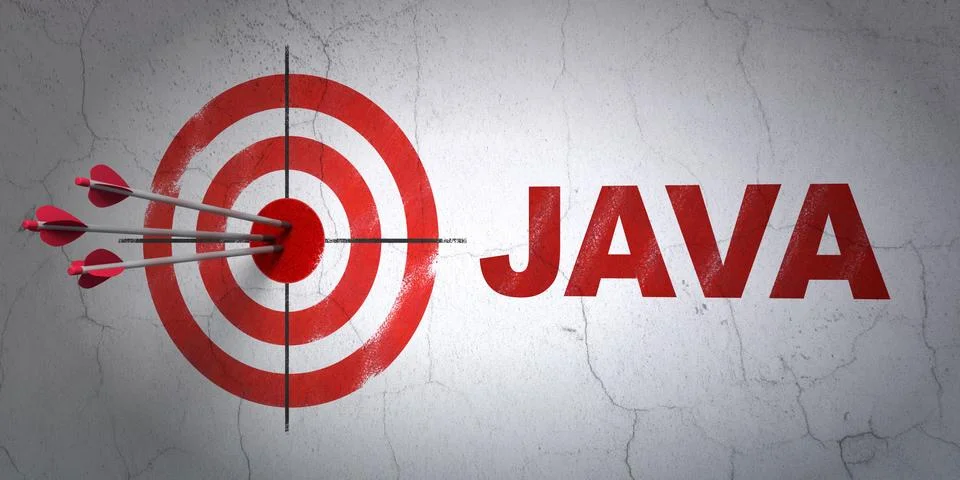 Software concept: target and Java on wall background Stock-Illustration