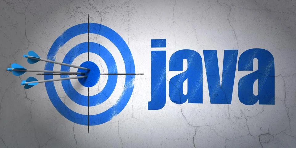 Software concept: target and Java on wall background Stock Illustration