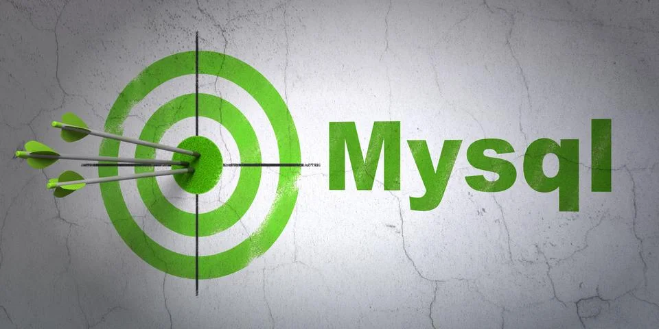 Software concept: target and MySQL on wall background イラスト素材