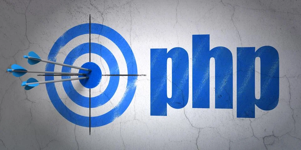 Software concept: target and Php on wall background Illustration