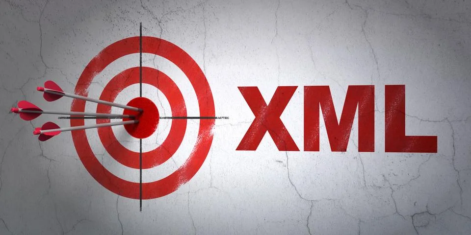 Software concept: target and Xml on wall background Stock-Illustration