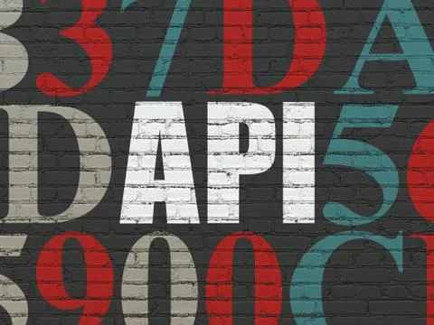 Software concept: word Api on wall background イラスト素材