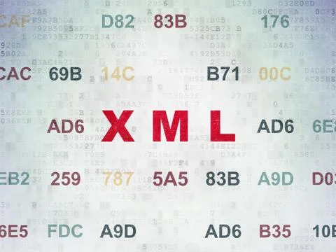 Software concept: Xml on Digital Data Paper background 库存插图