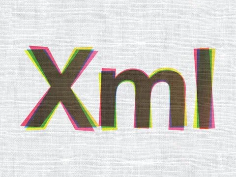Software concept: Xml on fabric texture background Stockillustratie