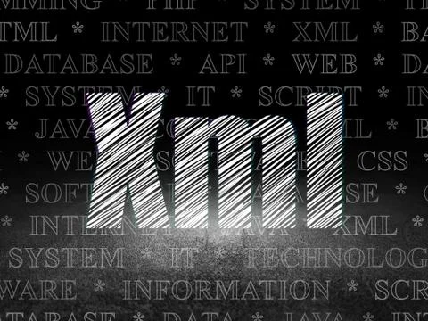 Software concept: Xml in grunge dark room 스톡 일러스트