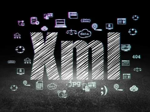 Software concept: Xml in grunge dark room Stock-Illustration