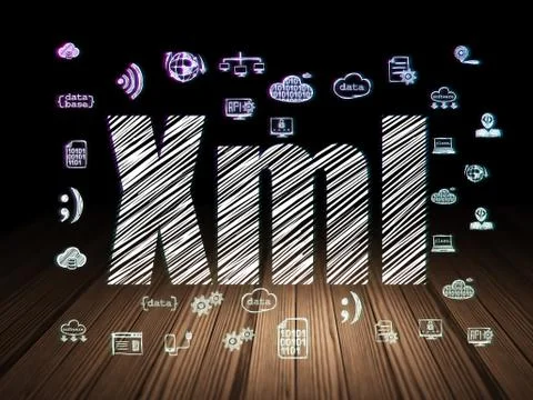 Software concept: Xml in grunge dark room Illustration