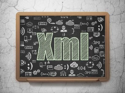 Software concept: Xml on School Board background 스톡 일러스트