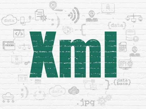 Software concept: Xml on wall background Stock Illustration