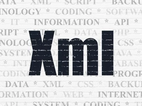 Software concept: Xml on wall background Stock Illustration