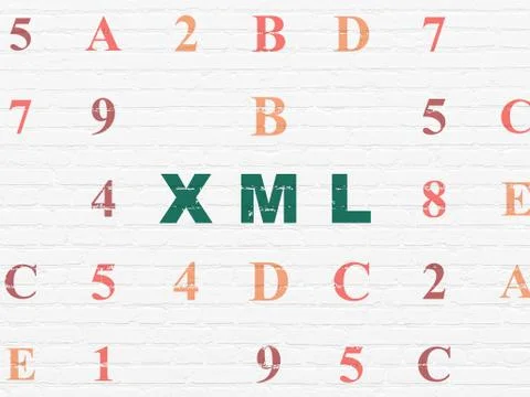 Software concept: Xml on wall background Illustrazione stock
