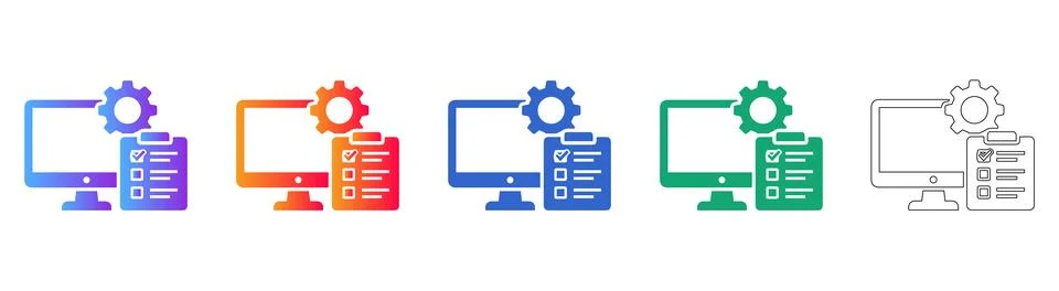 Software Configuration Checklist Icon Set Stock Illustration