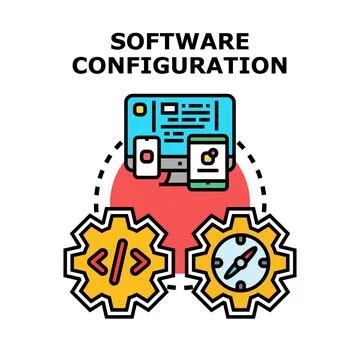 Software configuration concept adapting digital applications process Ilustração Stock