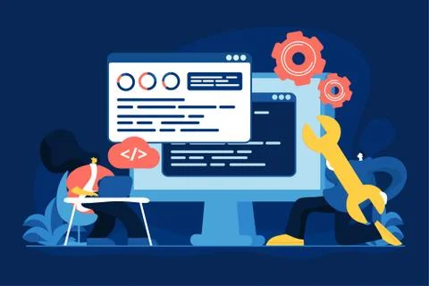 Software configuration flat vector illustration Illustrazione stock