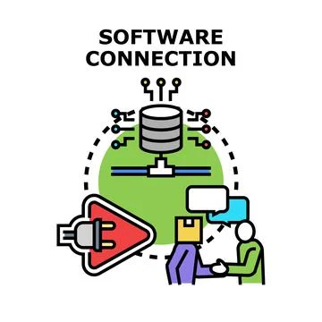 Software connection connecting digital devices and people Stock Illustration
