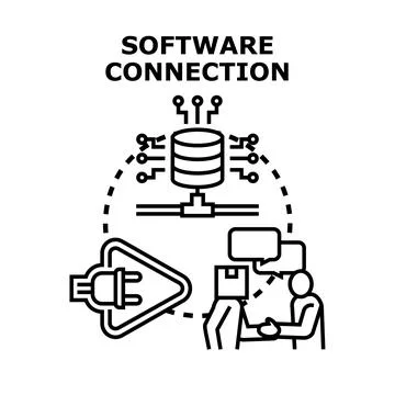 Software connection connecting digital devices and people Stockillustratie