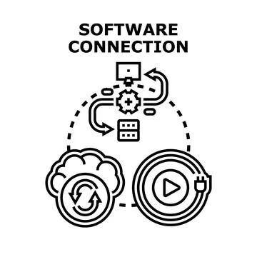 Software connection integrating cloud data and system optimization イラスト素材